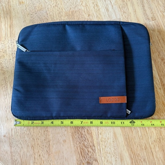 Lacdo padded laptop sleeve case 13-14” Navy Blue - Picture 8 of 9
